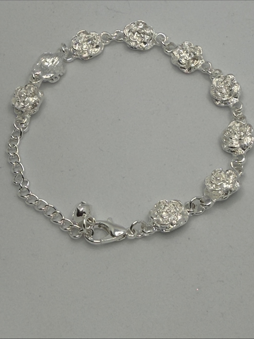 Floral Link Bracelet in Silver